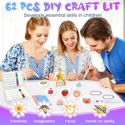 Magic Puffy Paint Kit,62 Pcs Magic Foam Texture Painting Kit,3D Drawing Set 2