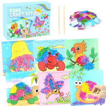 Poke-in Craft and Art Kit for Kids,Animals Theme,Mess Free Kids'Paper Craft Kits,Arts and Crafts for Kids,Art Activity Birthday Gift Ideas for