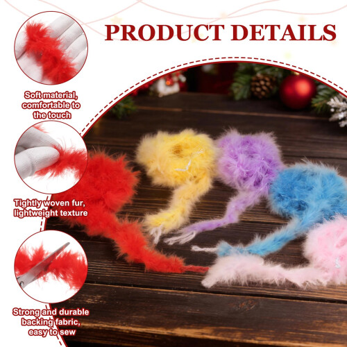 sourcing map 4Pcs 2.2 Yards Feather Boa for Costume,DIY Craft Scarlet 2