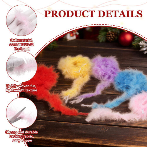 sourcing map 4Pcs 2.2 Yards Feather Boa for Costume,DIY Craft Pink 2