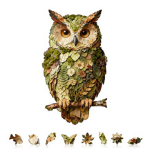Jigfoxy Wooden Puzzles for Adults, 165-Piece Leaf Owl Jigsaw Puzzle