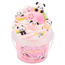 Peach Butter Slime Kit for Kids - Soft Non-Sticky Sensory Toy with Panda Charms & Sprinkle Add-Ins, Stress Relief DIY Slime