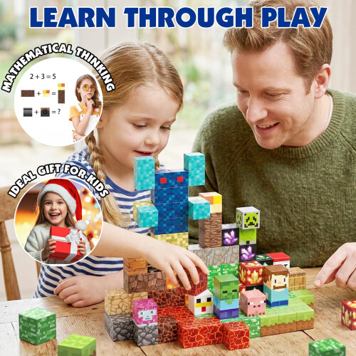 Magnetic Blocks 100PCS Magnetic Building Blocks Construction Stacking Tiles 2