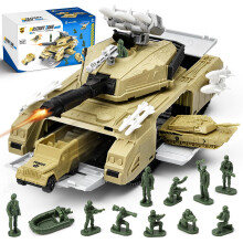 Military Tank Toy Sets for Kids, 2 in 1 Army Tank Toys, Army Vehicle Carrier with Military Vehicles and Soldier Figures