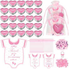 Defresit 50 Sets Baby Shower Favors Tea Light Candles for Guest Cute Girl Baby Shower Party Favors Gifts with Thank Cards Gender Reveal Party
