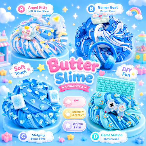 12 Pack Blue Butter Cloud Slime Kit - Soft Stretchy DIY Squishy Toy 1