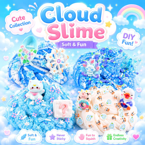12 Pack Blue Butter Cloud Slime Kit - Soft Stretchy DIY Squishy Toy 2