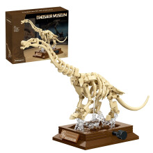 DRZYJ Brachiosaurus Dinosaur Fossil Building Set, 284Pcs Movable Brachiosaur Skeleton Model Kit with Museum Display Stand