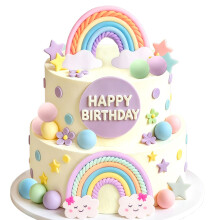 Rainbow Cake Decor Unicorn Cake Decorations Pastel Balls Cake Topper