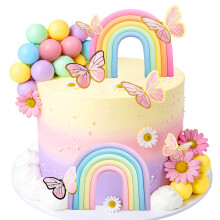 Rainbow Cake Decor Unicorn Cake Decorations Pastel Balls Cake Topper