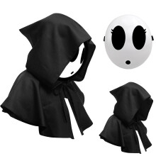Shy Guy Mask Costume Adult 2PCS Scream Anime Mask with Knight Cloak