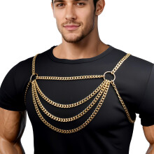 Men's Chest Belt Chain Costume Fashion Male Punk Shirt Festival Outfit Shoulder Belt Mens Rave Outfit for Music Festival Rave Party Cosplay Halloween