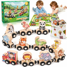 WEARXI Toddler Toys for 1 2 3 Year Old Boys Girls, Wooden Toys Train Set