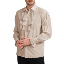 YAOHUOLE Mens Pirate Shirt Renaissance Ruffle Shirt Medieval Victorian Costume Vampire Gothic Steampunk Tops