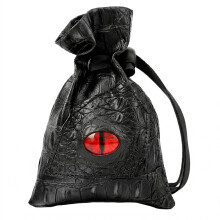 Haxtec Dragon Eye Dice Bag for DND, PU Leather D&D Dice Pouch,Black Red-M