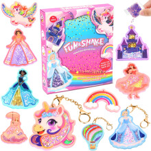 WhizWinks Glitter Arts and Crafts Kits for Kids - Mess-Free DIY Shake Keychain Making Craft Kit, Unicorn & Princess Toys