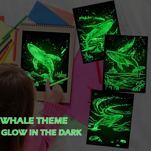 Scratch Art for Adults and Kids - 8-Piece Luminous Rainbow Scratch Notes Kit with Scratching Tools 2