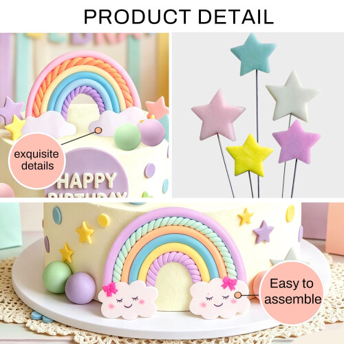 Rainbow Cake Decor Unicorn Cake Decorations Pastel Balls Cake Topper 2