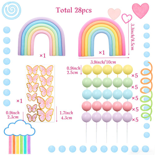 Rainbow Cake Decor Unicorn Cake Decorations Pastel Balls Cake Topper 1