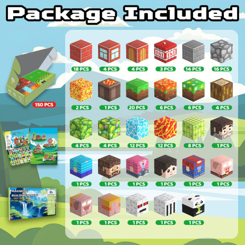 Magnetic Blocks for Kids Age 3+, 150PCS (Bamboo Forest Castle) 1