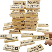 Naughty Tower Game for Couples - 48 Pcs Adult Stacking Blocks for Date Night, Lust Tumbling Wooden Tower