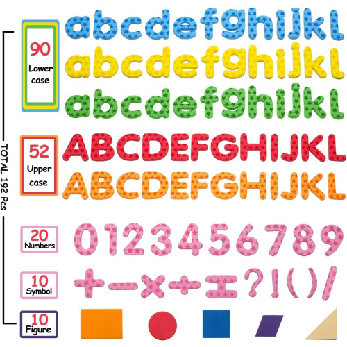 192 Pcs 9 Colors Magnetic Letters Numbers Foam Set 1
