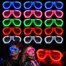 15Pcs LED Glasses, Party Glasses in 5 Colours, Light Up Glasses for Birthday, Christmas, Concert, Glow Disco, Halloween, Neon Party Accessories