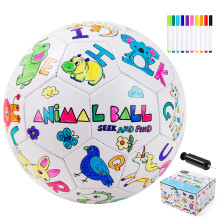 U&C Planet Colour in Football Size 3 Ball for Kid Age 3-8, Animal Alphabet