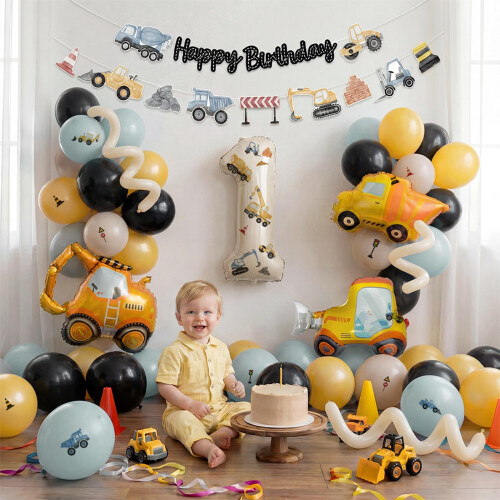 4th Birthday Decorations Boy, 52Pcs Digger Birthday Decorations 2