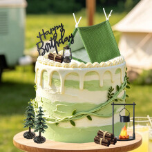 Camping Party Cake Toppers Outdoor Tent Picks