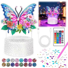 Gifts for 5-12 Year Old Girls, Butterfly Night Light Diamond Art and Craft