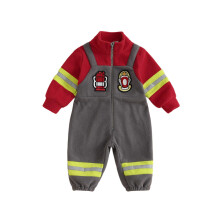 Infant Baby Boy Romper Long Sleeve Zip Up Furry Fireman Outfit for Halloween Cosplay