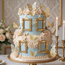 LaVenty Gold Frame Cake Decorations Tea Party Cake Topper