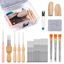iptek 71-Piece Complete Needle Felting Tool Set with Storage Box, 3 Sizes Felting Needles, 8-Needle & Single-Needle Handles