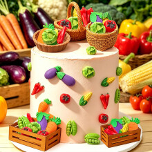 Mini Vegetable Cake Toppers Corn Carrots Peas Eggplants Farm Themed Decor