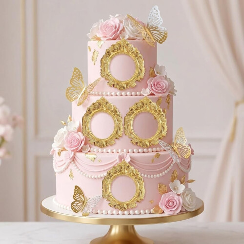 LaVenty Gold Frame Cake Decorations Tea Party Cake Topper