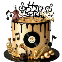 Vintage Music Cake Topper Saxophone Music Notes Old Phonograph Cake Toppers