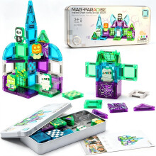 Travel Magnetic Tiles for Boys Girls Halloween Mini Travel Set with Tin