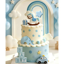 Blue Bear Cake Decoration Blue Gold Balls Cake Topper