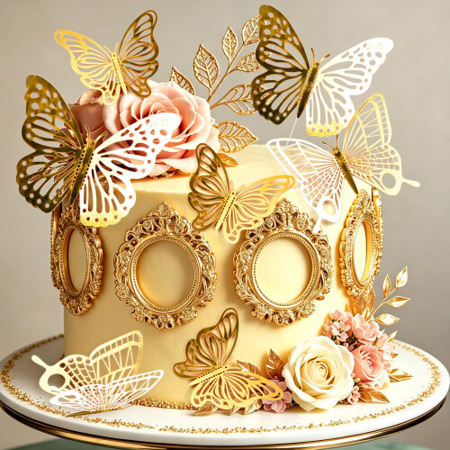LaVenty Gold Frame Cake Decorations Tea Party Cake Topper 1