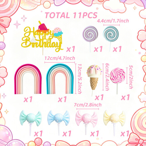 Candyland Cake Topper Ice Cream Candy Cake Decorations 1