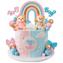 Gender Reveal Decorations, Cute Bear Rainbow Cake Topper Design, Boy or Girl Cake Topper for Baby Shower Cake Decorations