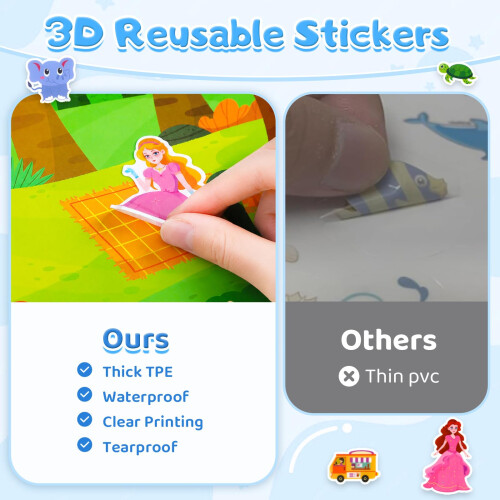 4 Pack Reusable 3D Jelly Sticker Book with Spiral Binding for Toddlers 1