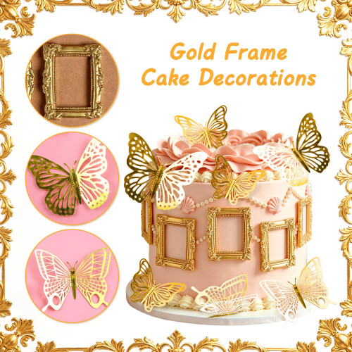 LaVenty Gold Frame Cake Decorations Tea Party Cake Topper 2