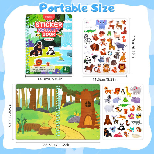 4 Pack Reusable 3D Jelly Sticker Book with Spiral Binding for Toddlers 2