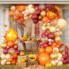 Autumn Balloon Garland Arch Kit for Thanksgiving Pumpkin Baby Shower Party