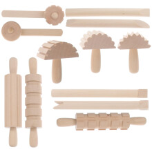 12pcs Wooden Dough Tools for Kids - Clay Modeling Set with 6. 5 in Wooden Stamps, Plasticine Tool Set for Pottery, DIY Craft