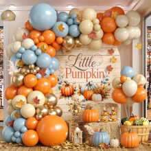 Thanksgiving Fall Balloons Garland Arch Kit, Orange and Blue Balloon