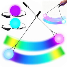 2 Pcs LED Poi Balls, LED Poi Spinning Balls with 7 luminous colors, Luminous Poi Juggling Balls for Beginners Kids and Adults, Play Dancing, Camping