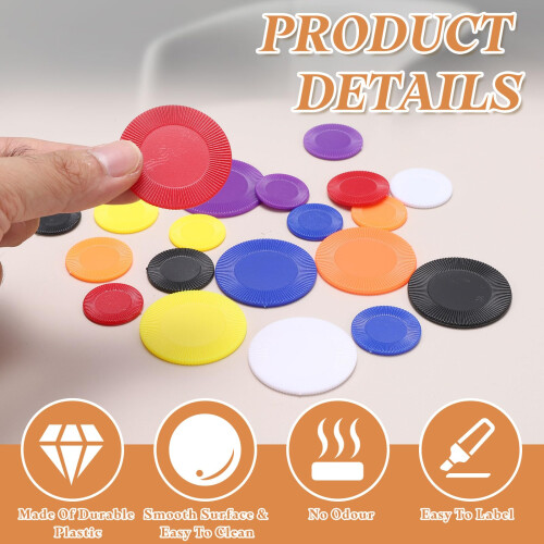sourcing map 100Pcs Plastic Poker Chips, 38mm Mini Bingo Chips Learning Counters Counting Chips Counters Disks Markers Opaque Game Tokens with 2